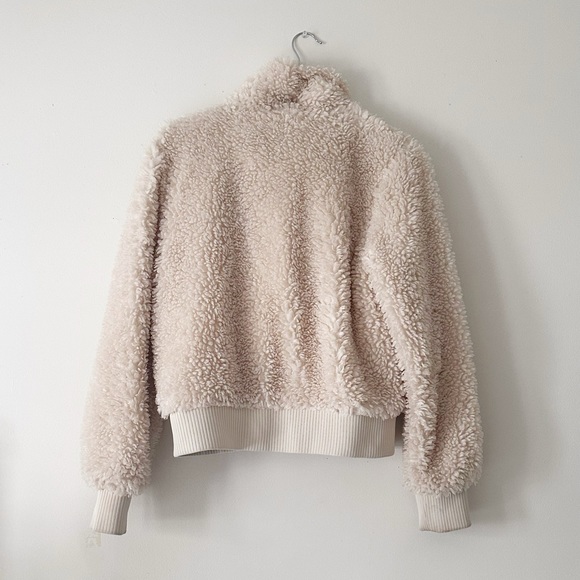 Zara TRF Teddy Bear Beige Zipper Sherpa Jacket - Picture 4 of 7